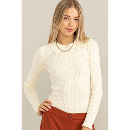 Cory Ribbed Collared Top