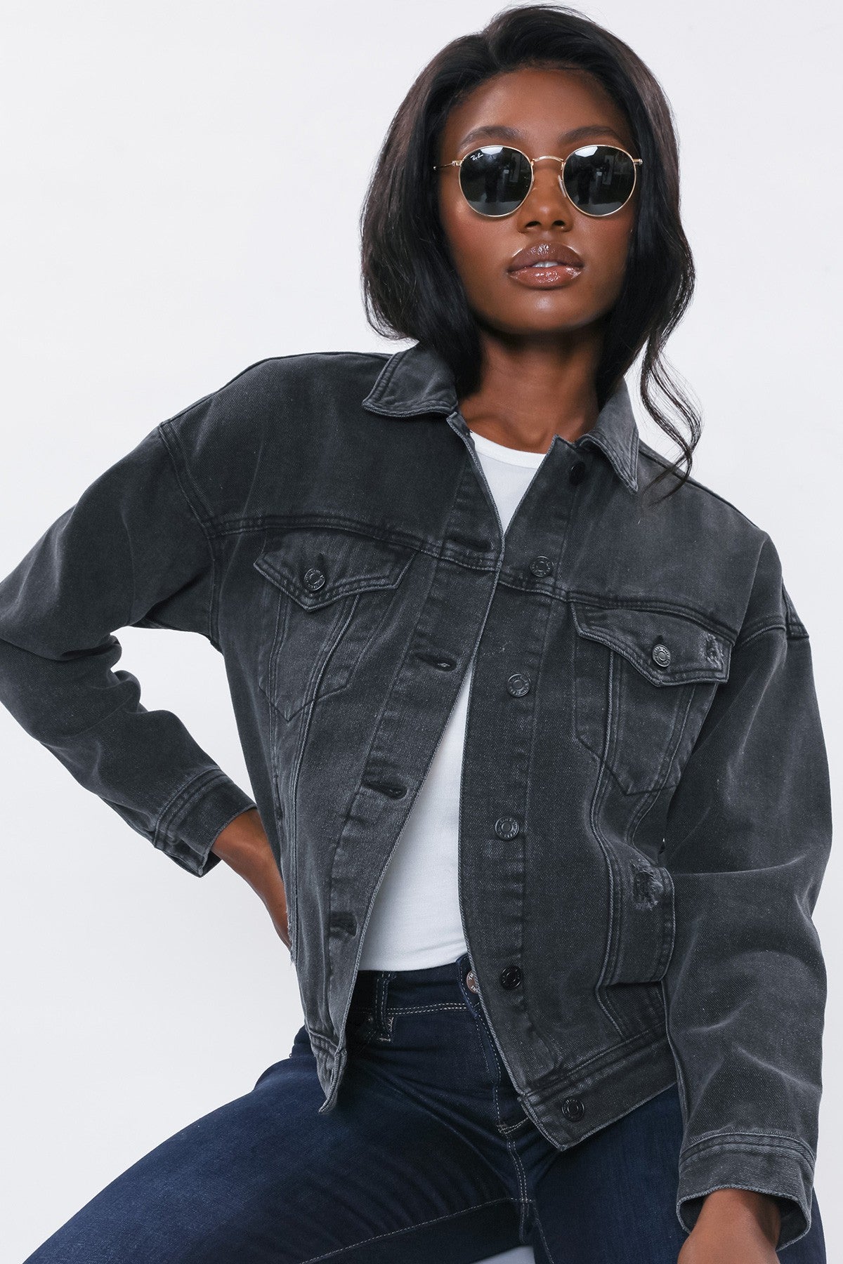 Oversized boyfriend jean jacket hotsell