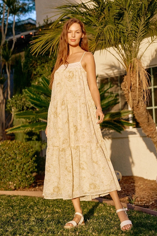 Lilly Flower Print Lace Maxi Dress
