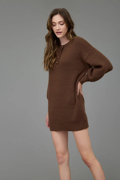 Nora Half Button Sweater Dress