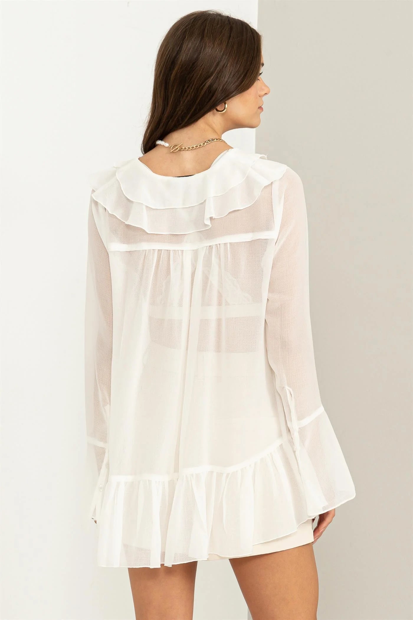 Carly Ruffled Tunic Top