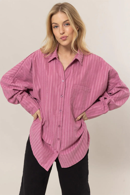 Rose Striped Oversized Shirt