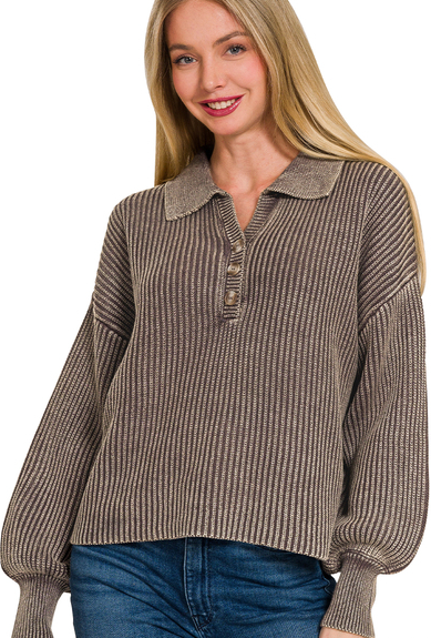 Ellen Washed Collared Sweater