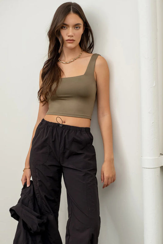 Reversible Cropped Square Neck Tank