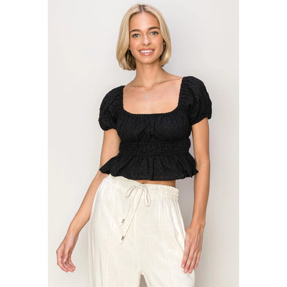 Cora Textured Lace-Up Top