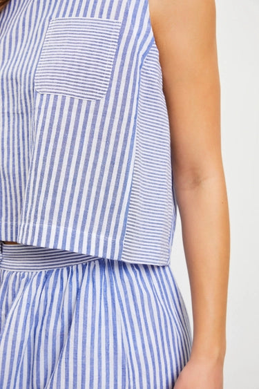 Celine Striped Front Pocket Top