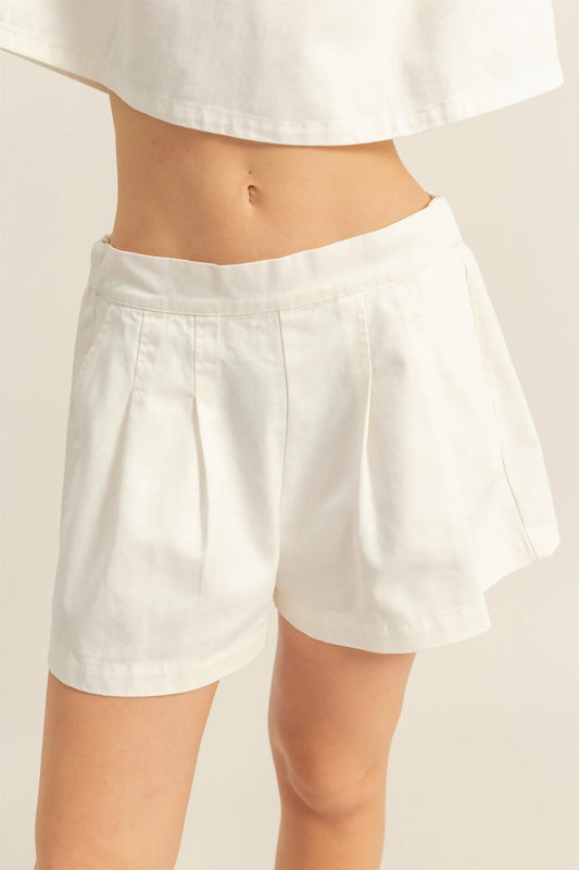 Monica Denim Pleated Shorts