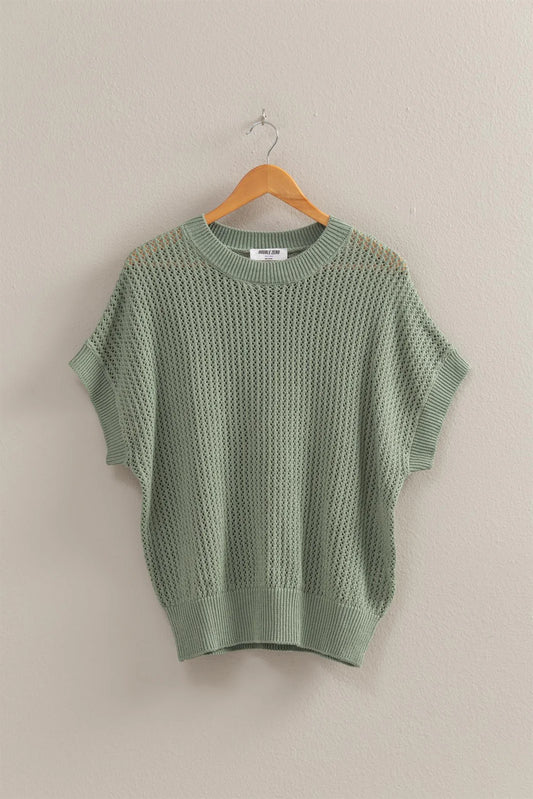 Jade Open-Knit Dolman Sleeve Top